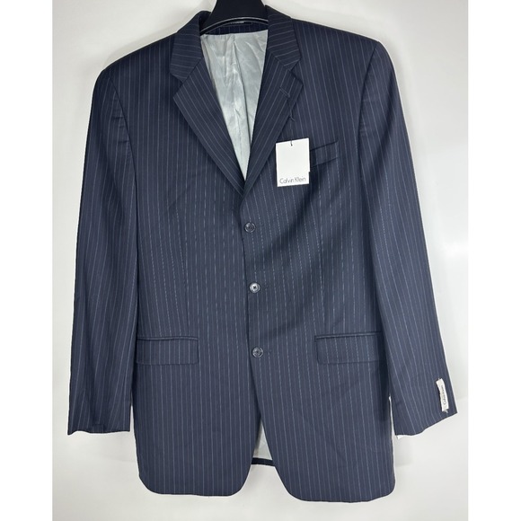 NWT Calvin Klein 40L Blue Pinstripe Wool Blend Blazer Sport Coat $400 MSRP - Picture 5 of 11